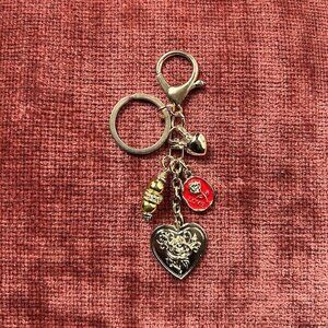 New HEARTS AND FLOWERS Bag Charm Gold Tone 🌹